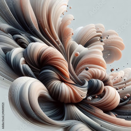 A captivating abstract image featuring fluid, swirling patterns in soft neutral colors. The intricate design showcases smooth curves and dynamic movement, perfect for adding a touch of modern elegance