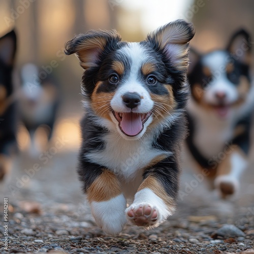 Cute puppies playing and running around