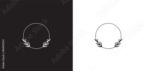 wedding frame. 
Minimalist circles and leaf boxes for initial frames for wedding invitations and circle frames vector illistrator. Print