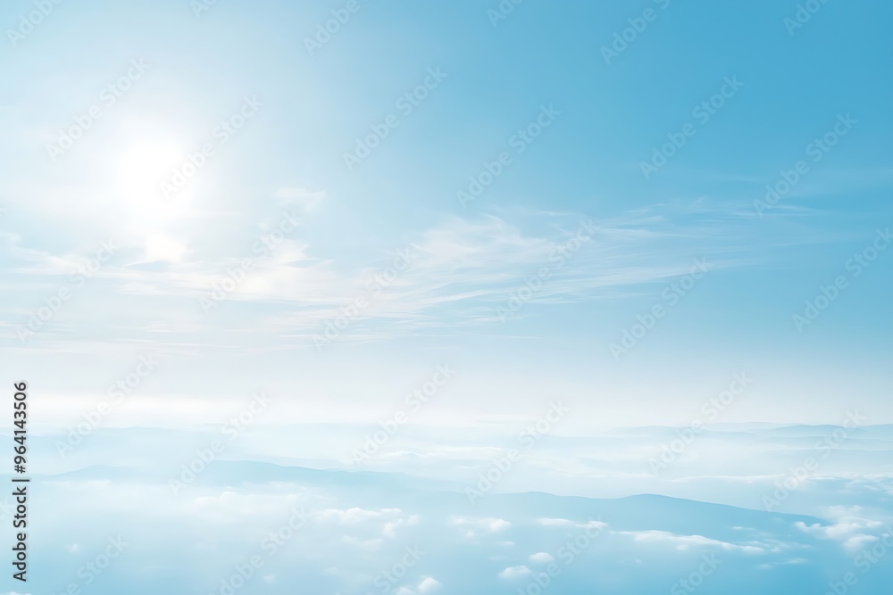 Serene Blue Sky with Soft Clouds and Bright Sunlight Serene Blue Sky with Soft Clouds and Bright Sunlight