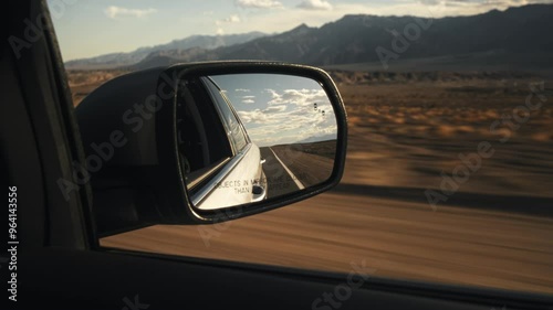 Wallpaper Mural Close up of the reflection of a car mirror while driving through the Death Valley national park USA Torontodigital.ca