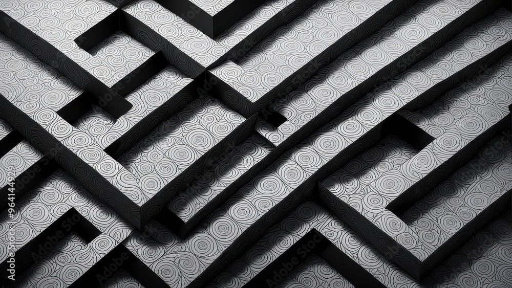 Abstract layered design with textured patterns in shades of gray. Abstract layered design with textured patterns in shades of gray.