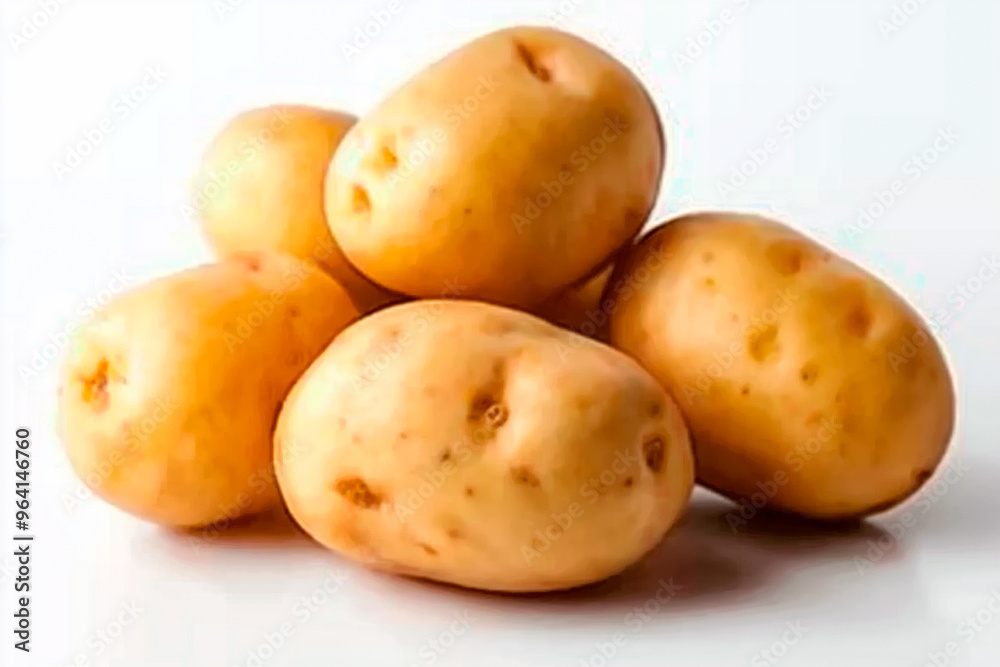 stack of raw potatoes on white background stack of raw potatoes on white background