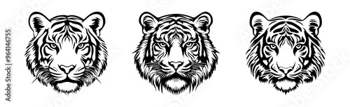 Tiger head silhouette vector art illustration 