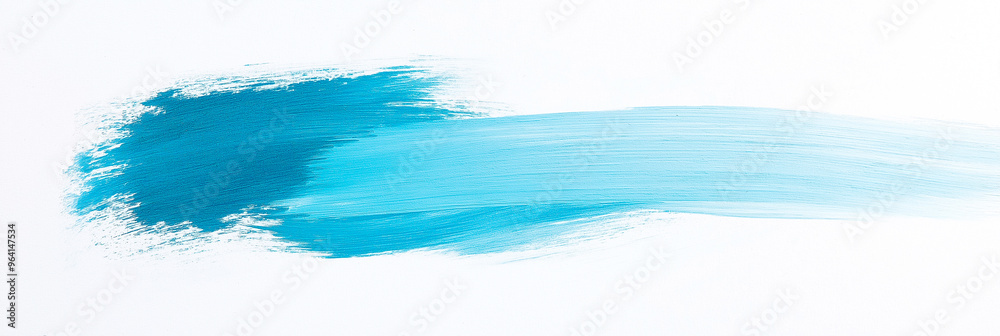 bright light blue brush stroke of paint on white background bright light blue brush stroke of paint on white background