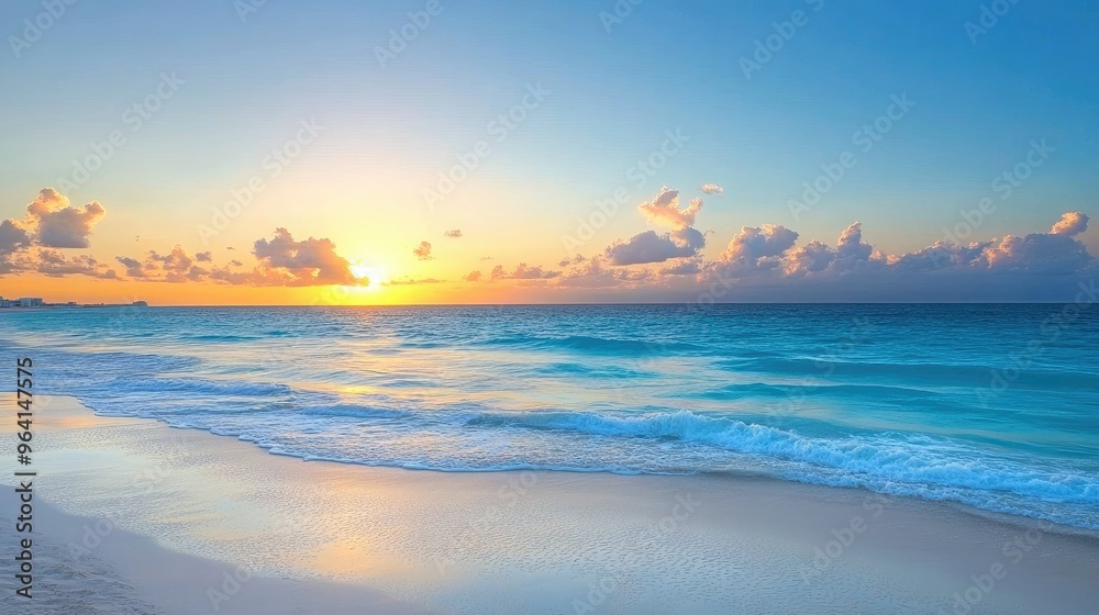 Obraz premium Sunrise over beach in Cancun