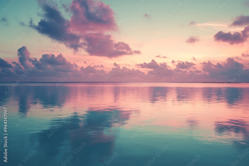 Fototapeta premium Tranquil Sunset Reflections Over Serene Waters