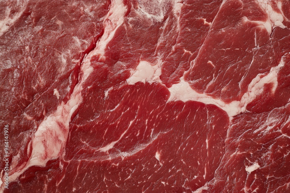 Detailed and closeup fresh raw red marbled beef texture showcases rich colors and unique textures Detailed and closeup fresh raw red marbled beef texture showcases rich colors and unique textures
