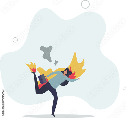 Business deadline, rush hour situation or in hurry to complete work concept.flat design with people.