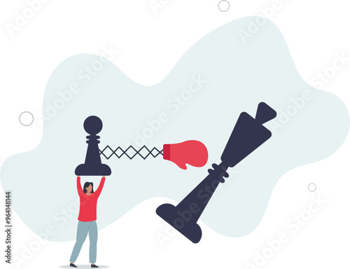 Game changer to win business competition, secret weapon or winning strategy to defeat rival and competitors.flat design with people.