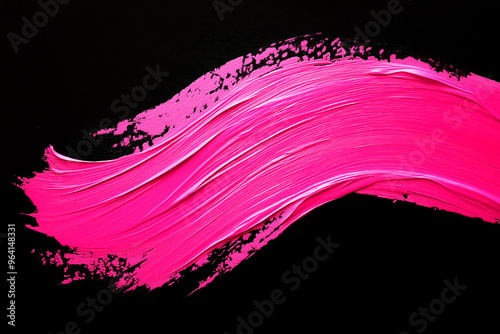bright pink brush stroke paint on black background