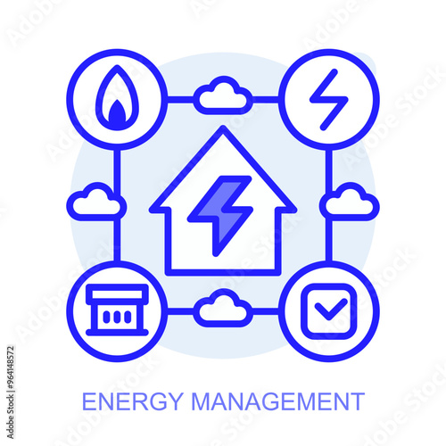 Energy Management concept icon. Smart factory. Modern technologies. Industry 4.0. Automated production. Vector linear illustration.