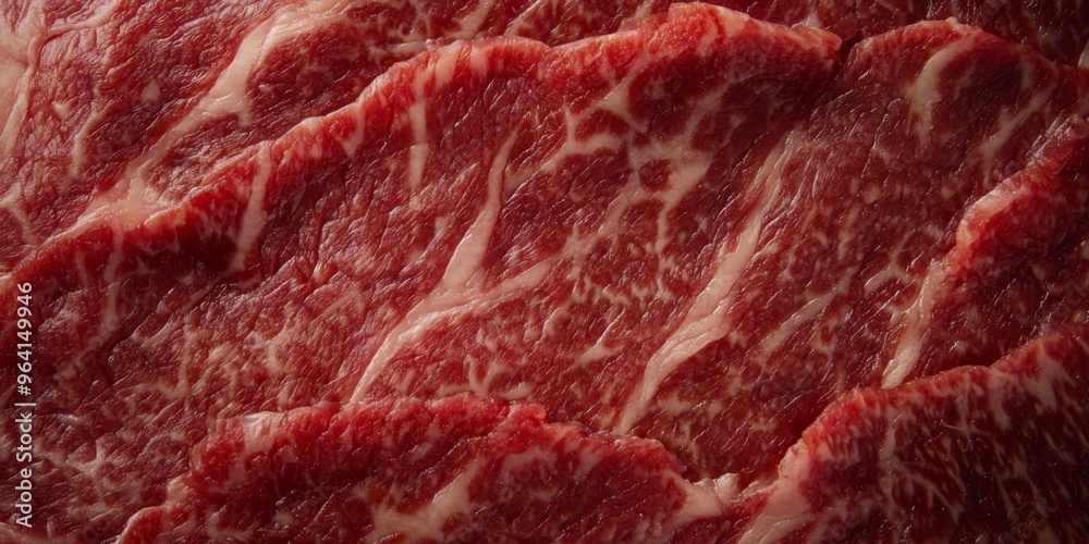 A detailed close up marbled raw beef texture background for cooking and aged steak pattern