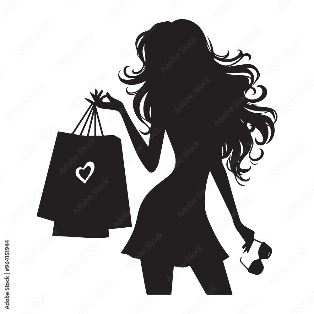 shopping girls silhouette Shopping Girl white background shopping girls silhouette Shopping Girl white background