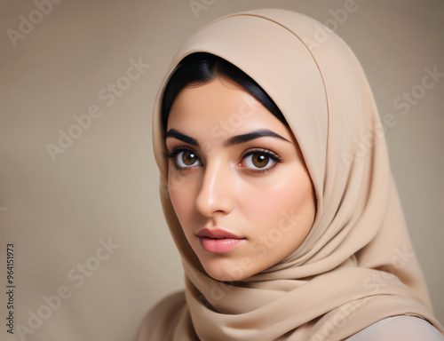 Portrait of a young girl in a hijab. Muslim woman in a headscarf