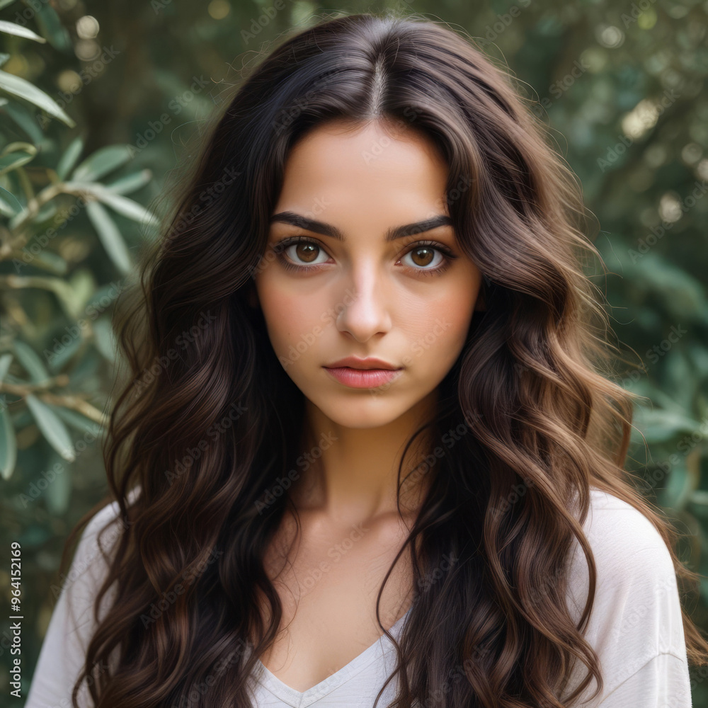 Eastern girl with natural beauty without makeup with long wavy hair Eastern girl with natural beauty without makeup with long wavy hair