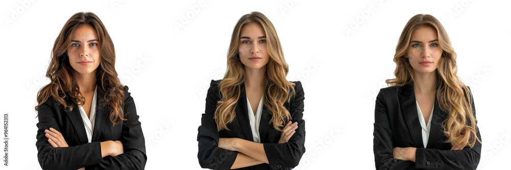Set of diligent young businesswoman isolated on a transparent background Set of diligent young businesswoman isolated on a transparent background