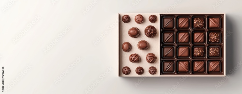 Obraz premium Delicious assorted chocolates in a box ready for gifting or indulgence