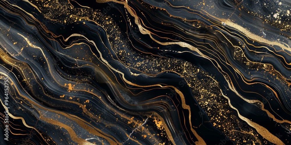 Abstract Swirls of Gold and Black