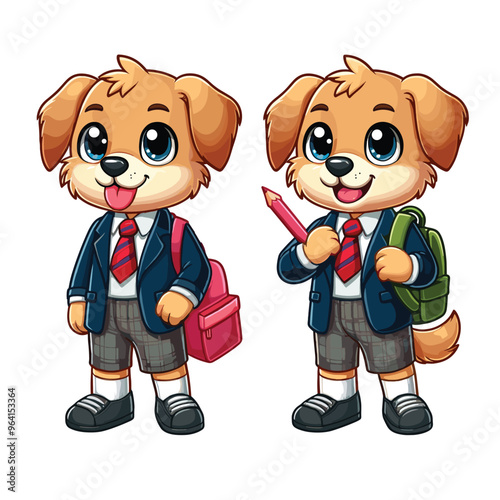 Cartoon Dog Student Vector Icon Illustration Animal