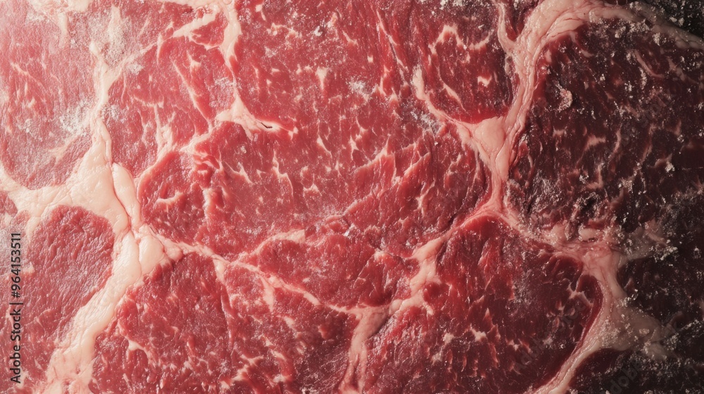 Obraz premium A detailed close up marbled raw beef texture background for cooking and aged steak pattern