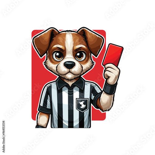Cartoon Dog Soccer Referee Vector Icon Illustration Animal