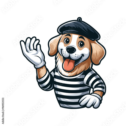 Cartoon Dog Mime Vector Icon Illustration Animal