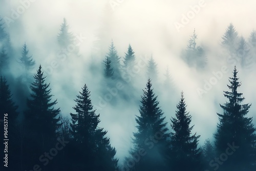 Mysterious Misty Forest: A Serene Wilderness Landscape