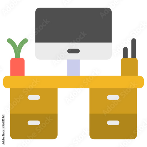 computer desk flat icon