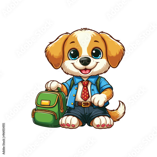 Cartoon Dog Student Vector Icon Illustration Animal