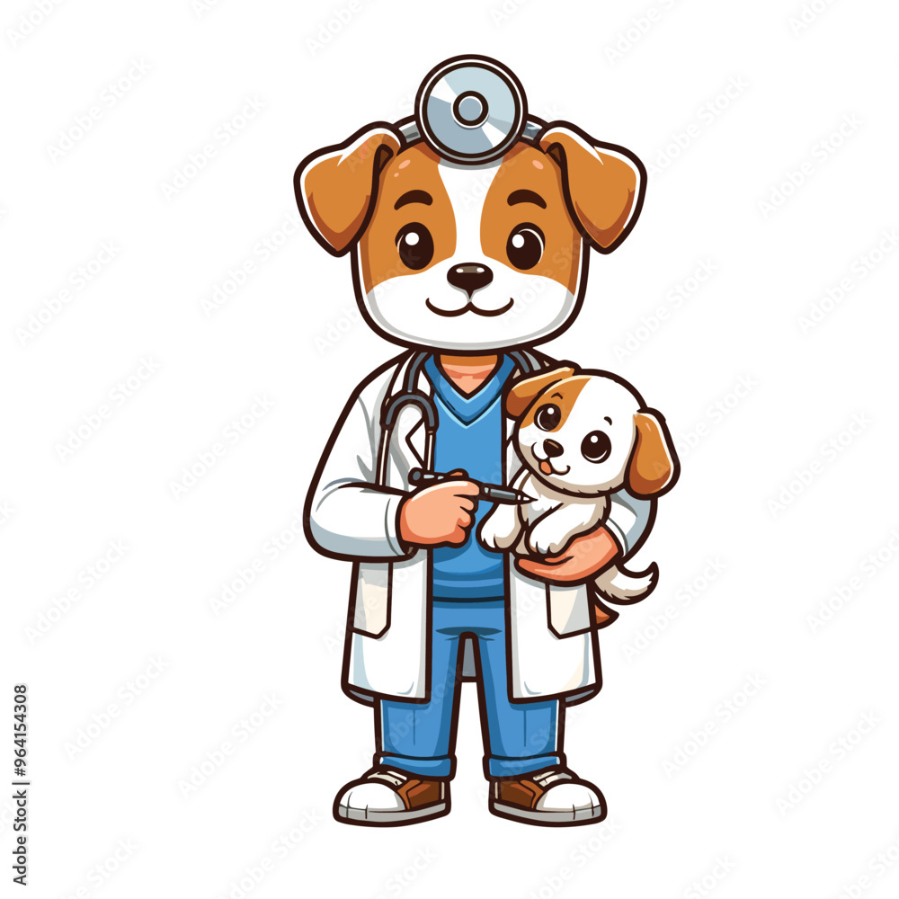 Cartoon Dog Veterinarian Vector Icon Illustration Animal Cartoon Dog Veterinarian Vector Icon Illustration Animal