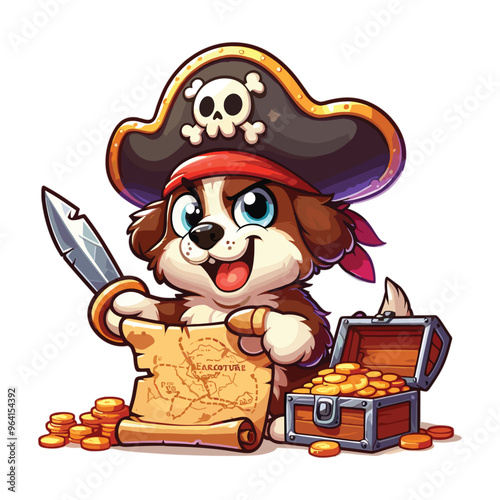 Cartoon Dog Pirate Vector Icon Illustration Animal