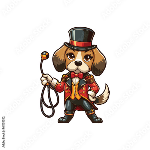 Cartoon Dog Clown Vector Icon Illustration Animal