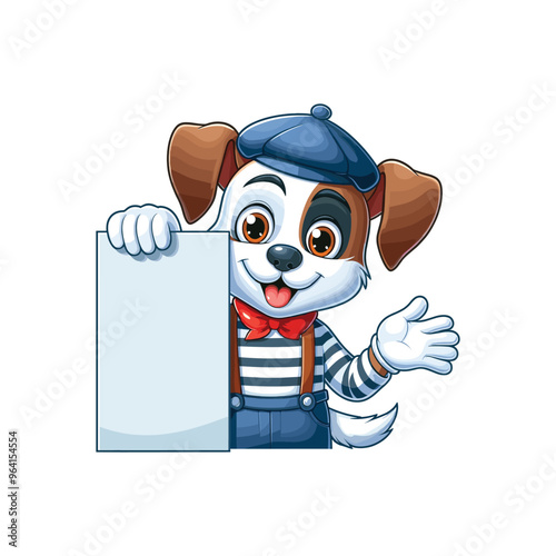 Cartoon Dog Mime Vector Icon Illustration Animal