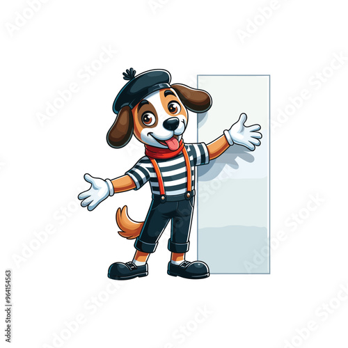 Cartoon Dog Mime Vector Icon Illustration Animal