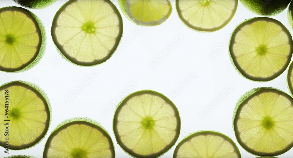 Green lime fruits on white, copy space. Top view flat lay Green lime fruits on white, copy space. Top view flat lay