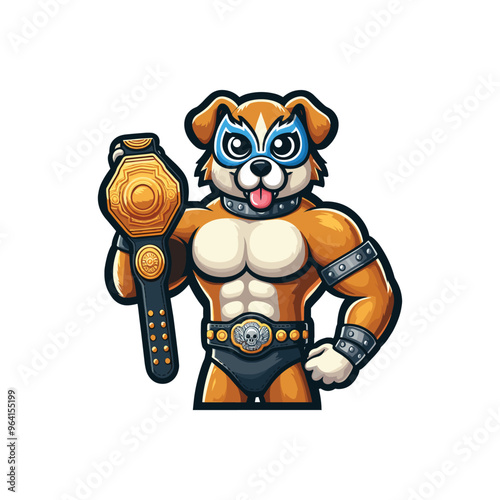 Cartoon Dog Wrestler Vector Icon Illustration Animal