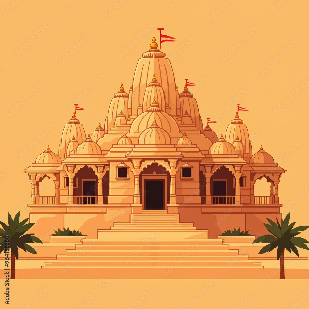 illustration art of the BAPS Hindu Mandir is a traditional Hindu Temple built by the BAPS Swaminarayan Sanstha. illustration art of the BAPS Hindu Mandir is a traditional Hindu Temple built by the BAPS Swaminarayan Sanstha.