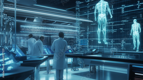 Futuristic Lab Scientists at Work
