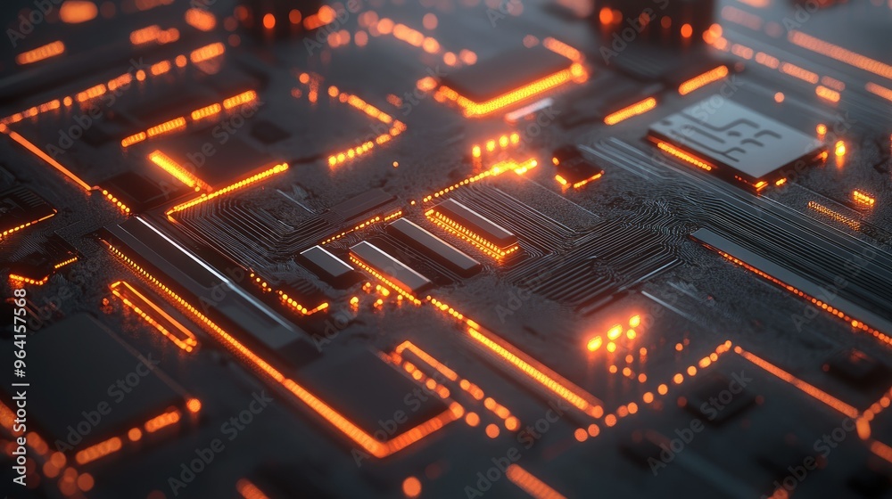 Technological circuit board with glowing lines Technological circuit board with glowing lines
