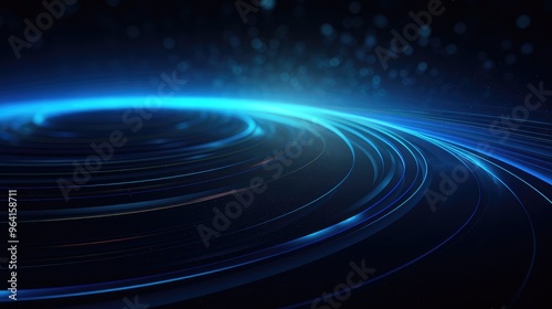 A dynamic blue swirl of light, creating a sense of motion and depth against a dark background.