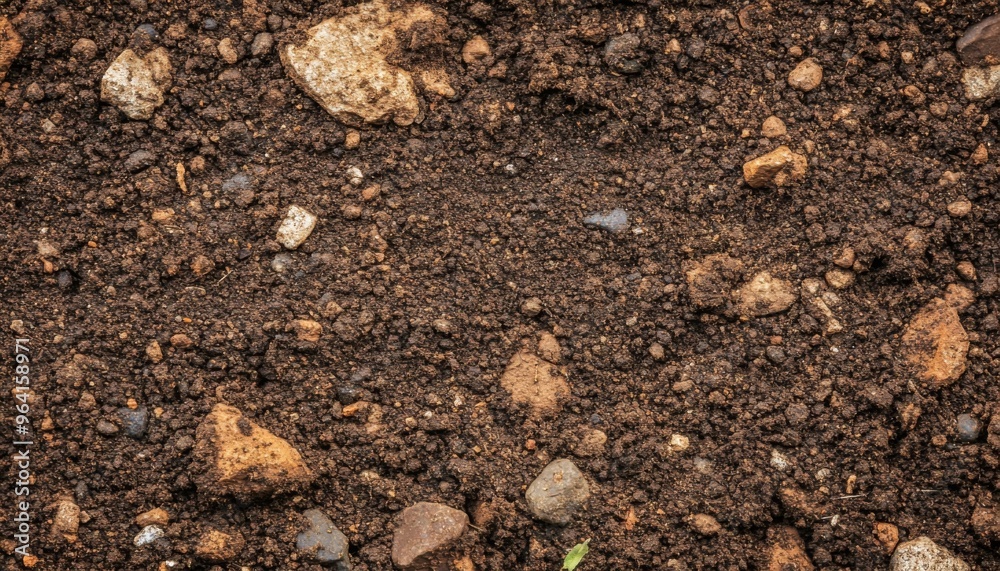 The surface of textured soil showcases a variety of rocks and earthy tones in its composition The surface of textured soil showcases a variety of rocks and earthy tones in its composition
