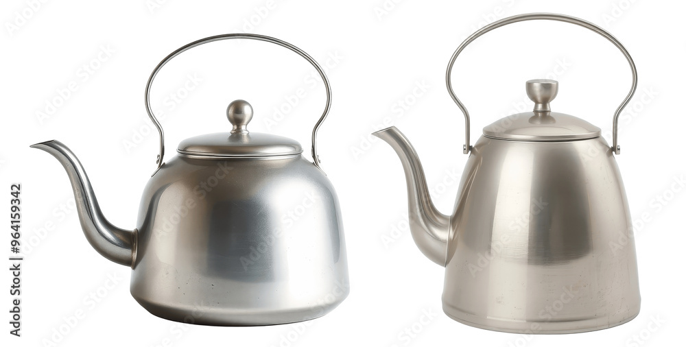 set of antique tea kettle isolated on transparent background set of antique tea kettle isolated on transparent background