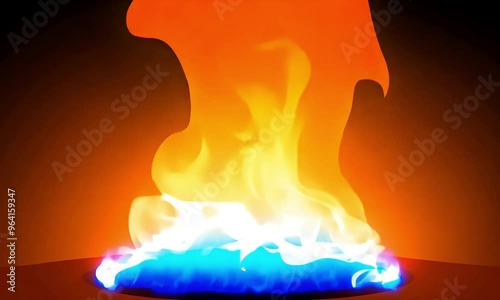 Vibrant Flames cartoon style - 4K Video Stock Footage photo