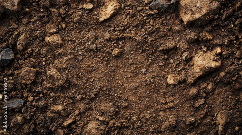 The surface of textured soil showcases a variety of rocks and earthy tones in its composition The surface of textured soil showcases a variety of rocks and earthy tones in its composition