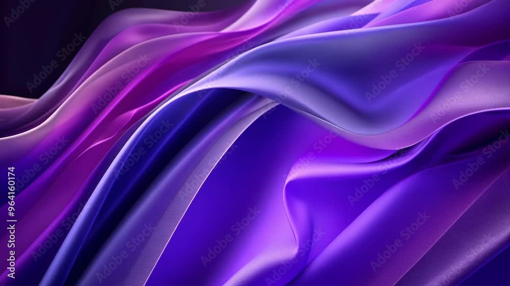 Flowing waves of purple and blue fabric in an abstract backdrop showcasing smooth textures and dynamic movement Flowing waves of purple and blue fabric in an abstract backdrop showcasing smooth textures and dynamic movement