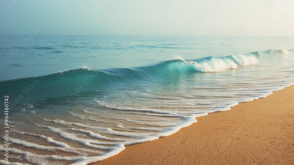 Sand and soft blue ocean wave. Generative AI Sand and soft blue ocean wave. Generative AI