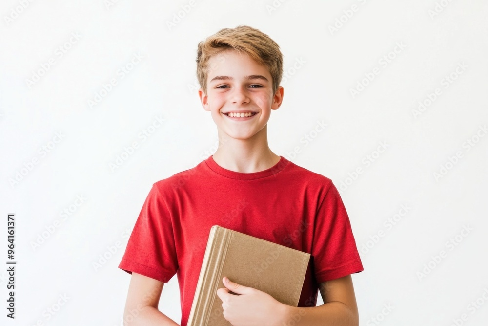 Smiling boy holding book education concept