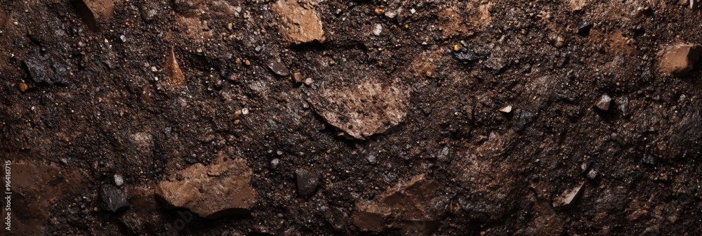 The surface of textured soil showcases a variety of rocks and earthy tones in its composition The surface of textured soil showcases a variety of rocks and earthy tones in its composition