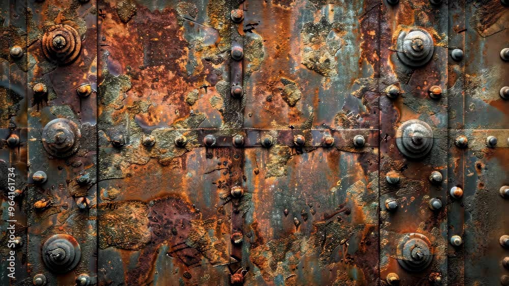 Exploring the intricate textures of an ancient rusted metal door at a historic site